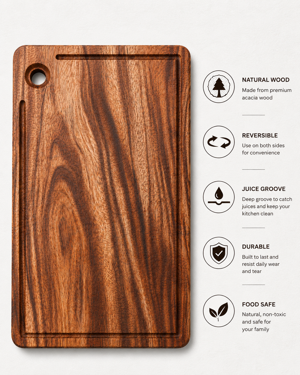 Premium Waga Wood Cutting Boards 35L x 22W x 2.5Th cm